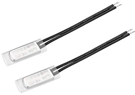 sourcing map KSD9700 Thermostat, 60 ℃ Normalerweise geöffneter Temperaturschalter Thermoschalter, N.O 5A Metall Temperaturregler 2 Stück
