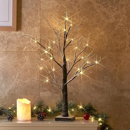 EAMBRITE Guirlande lumineuse à 24 LED 60 cm avec 24 LED Blanc chaud Pour Noël, Pâques, mariage, anniversaire