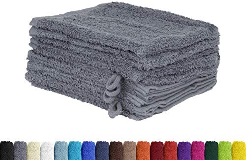 BaSaTex 10er Pack Waschhandschuhe aus 100% weicher und saugstarker Baumwolle | Öko-Tex Made in Green | Waschlappen Set 15x21 cm | Farbe: Anthrazit