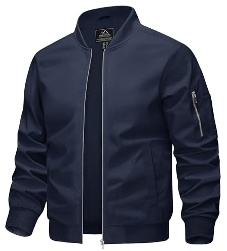 KEFITEVD Herr sommar tunna basebolljackor casual bomber cargojacka militär vindjacka med flera fickor, marinblå, M