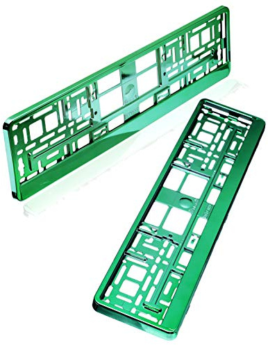baytronic Kennzeichenhalter Hochglanz 2er Set (Grün-Chrom)
