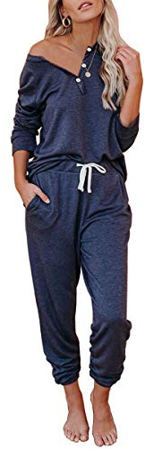 AUTOMET Lounge-Sets für Damen, Loungewear-Sets mit Jogger, Sweathose, 2-teiliges Outfit, marineblau, Medium