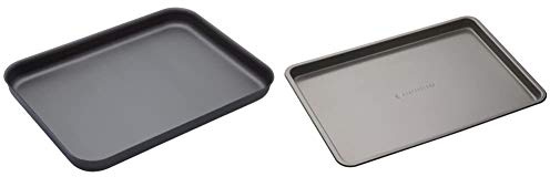 MasterClass Hard Anodised Aluminium Baking Tray, 42 x 31 cm Deep Tin with Teflon Non Stick Coating, Black & Baking Tray, Non-Stick Oven Tray for Baking and Roasting 35x25x2cm, Sleeved