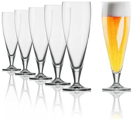 Stölzle Lausitz Vasos de Cerveza Clásicos Juego de 6, 430ml – Elegantes Vasos de Cristal para Pils y Cervezas – Aptos para Lavavajillas
