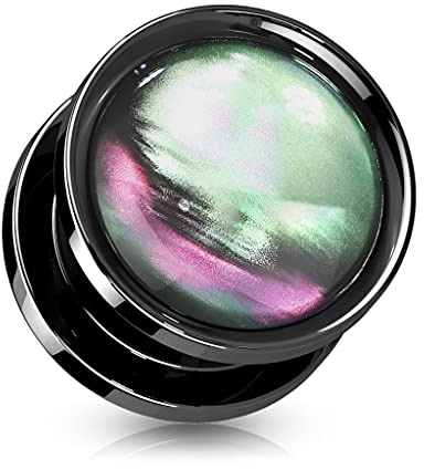 beyoutifulthings Ohr-Plug Bunt Schwarz Ohr-piercing Chirurgenstahl Ohr-Schmuck Tunnel 6-16-mm Schraub-Verschluss