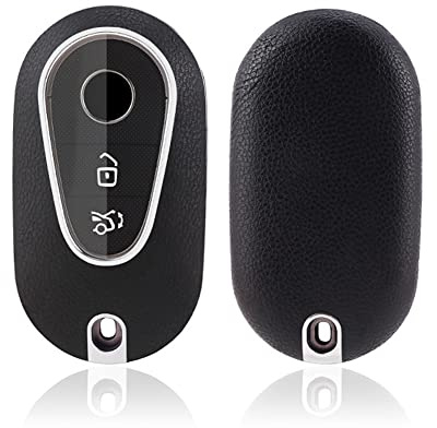 HIBEYO Smart Autoschlüssel Hülle passt für Mercedes S-Klasse W223 Cover Leder Schutzhülle Schlüsselhülle für Benz C-Klasse W206 S-Klasse S300 S350 S400 S450 Schlüsselbox Schlüsselanhänger-Schwarz