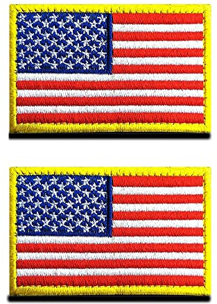 2 St. USA Flagge Patch- Taktisch Amerika Abzeichen, Bestickter Aufnäher mit Verschluss, Militär Aufkleber Bänder für Rucksäcke Kleidung Taschen Uniform Weste Jersey