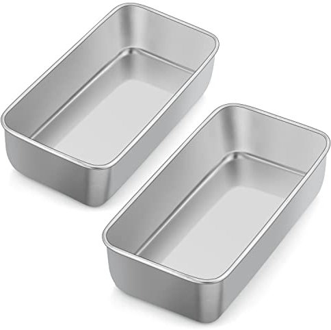 Herogo Molde de pan de acero inoxidable, 2 piezas, 23,5x12x6 cm, forma rectangular para panes, pasteles, tostadas, sano y duradero, apto para horno y lavavajillas
