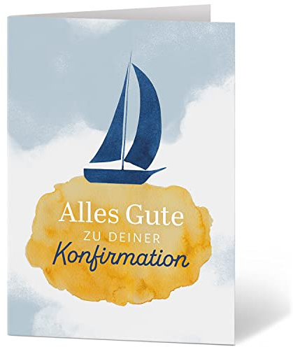 Einladungskarten Manufaktur Hamburg XXL Glückwunschkarte A4 zur Konfirmation - große Karte mit Umschlag Konfirmationskarte Grußkarte für Jungen und Mädchen Motiv 07