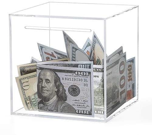 Kypeeka Clear Acrylic Piggy Bank for Adults Kids, Clear Money Saving Box Must Break to Open, Unopenable Piggy Bank for Cash Coins - 4.72