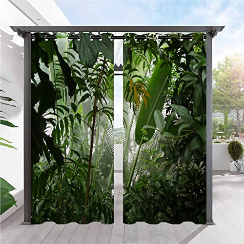 ANHOPE Nebel Dschungel Tropisch Regenwald Outdoor Vorhänge mit Ösen Oben Wasserdicht Wetterfest Aussen Gardinen für Balkon Terrasse Garten Pergola Pavillon Außen Vorhang 2er Set B132 x H214 cm