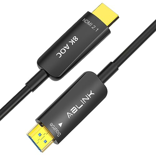Ablink Cavo HDMI 2.1 Fibra Ottica 48Gbps 30m - Supporto 8K@60Hz, 4K@120Hz, HDR10, HDCP2.3, eARC, Compatibile con PS5, Xbox Series X, TV 8K, Home Cinema - Installazione a Parete Facile
