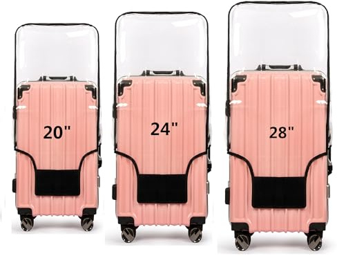 FABULWAY 3PCS Clear PVC Suitcase Cover Protectors Transparent Luggage Covers Waterproof Wheeled Suitcase Dust Cover Dustproof Travel Luggage Sleeve Protector 20+24 28 (3PCS Upgraded)