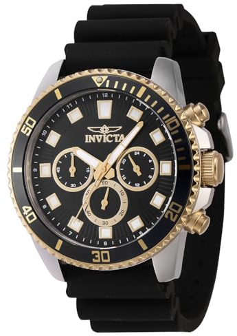 Invicta Pro Diver - Herrenuhr Quarz Casual Silikonarmband Schwarz Edelstahlgehäuse Analoges Zifferblatt Schwarz - 46120