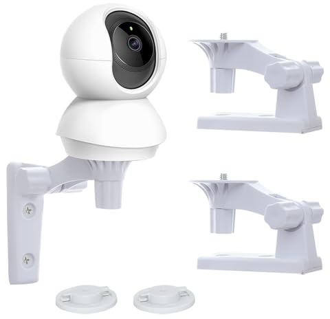 2 Piezas Soporte de Pared para Monitor de Bebé Compatible con TP-Link Tapo C200/ C210/ C220/ Tc70, Kasa Ec70/ Kc410s Cámara Vigilancia, Soporte de Techos Montaje con Ángulo Ajustable | Compatible con TP-Link Tapo C200 C210 C220 C225 TC70, soporte de cámara ajustable de 180°, plástico duradero