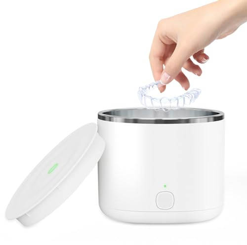 CreaBivotion ultrasonic Retainer Cleaner,Denture Retainer Cleaner,45kHz Deep Cleaning Retainer,180ML Jewellery Cleaner,Toothbrush Heads and Jewelry,Retainers,Orthodontics,Mouthguards,Whitening Trays