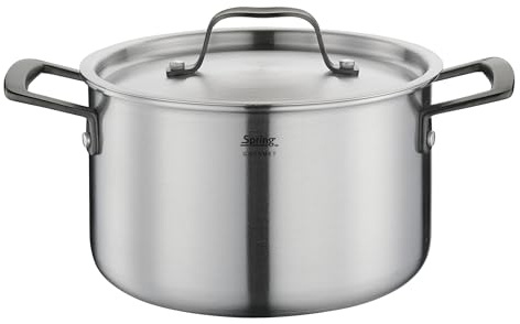 Spring Kochtopf GOURMET, mehrschichtiger Topf mit Deckel aus Edelstahl, backofengeeignet, mit Innenskalierung, Ø 20 cm, Höhe 12 cm, 3,7 Liter, schwarz