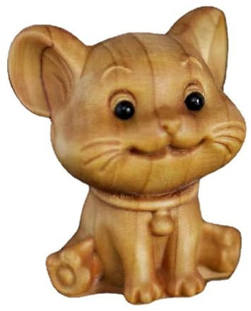 Gsycle Figurine De Souris, Figurine De Souris en Bois Faite À La Main Art Sculpté Souris Décor Mignon Petit Animal Collection pour La Décoration De Bureau À Domicile
