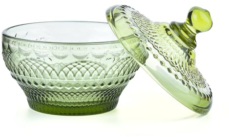 Sungmor Barattoli vintage in vetro goffrato con coperchio, contenitori decorativi colorati per caramelle, caramelle, biscotti, ciotole, cioccolato, dessert, gelato, buffet