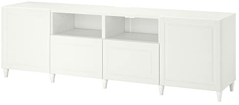 BESTÅ TV-Bank mit Türen und Schubladen, 240 x 42 x 74 cm, Weiß/Smeviken/Kabbarp Weiß