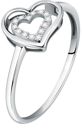 CHRIST Damen-Damenring 375er Weißgold 14 Diamant 58, Weißgold 32027564