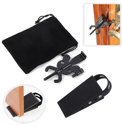 GCFTIFF 2pcs portable Door Lock & Door Stoppers, Home Security Door Locker Travel Lockdown Locks for Additional Safety, Door Stopper Wedge, Ideal for Travel, Home, Hotels, Apartments - Adjustable