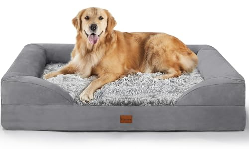 Gimars Cama Ortopédica para Perro 9,5 cm Gruesa, Cama Perro Grande con Cojín y Colchón 28D Tipo Caja de Huevo, Forro Impermeable, Funda Lavable, Sofá para Perros Grandes, Mayores y Artríticos