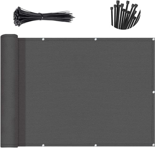 SUNNY GUARD 3'x6' Dark Grey Balcony Privacy Fence, Heavy Duty Wind Screen for Outdoor, Deck, Backyard, Patio