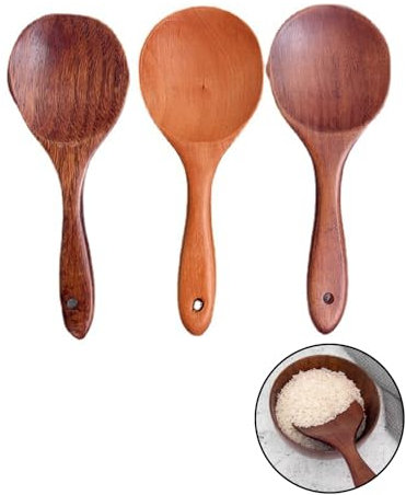 QLEUIFT Pala di Riso in Legno Naturale Pala in Legno Antiaderente Cucchiai da Portata Paletta di Riso Pentole Stoviglie Accessori per la Cucina di Casa