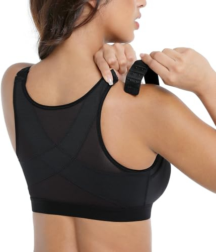 Curyon Women's Front Closure Bra Full Coverage Posture Wirefree Non Padded | X-Back Support, Everyday Bras, Adjustable Straps, All Day Comfort