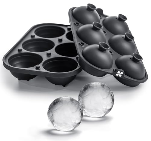 Ice Cube Molds – Large Silicone Ice & Sphere Mold Combo with Built-In Easy-Fill Funnel 2-Inch Round & Square Whiskey Ice Molds for Cocktails & Bourbon
