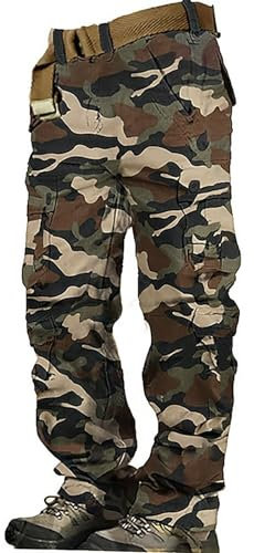 Arbeitshose für Herren, lockere Passform, Cargo-Arbeitshose mit mehreren Taschen für Arbeitskomfort, atmungsaktive Baumwolle, Wanderhose, elastische Taille, Trainingshose, Jogginghose, Cargohose,