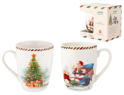 Altom Design Weihnachtsbecher Weihnachtstasse Kaffebecher Teetasse Becher Weihnachten 400ml in Geschenkbox Brief an den Weihnachtsmann