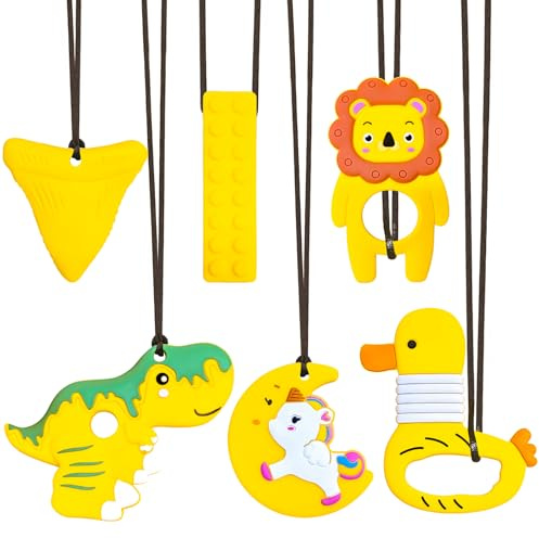 6PCS Sensorische Kau-Halskette, Beißspielzeug für autistische Kinder, Kau-Halskette Value Pack, Beißspielzeug für Kinder mit Autismus, ADHD, sicher, langlebig, & leicht zu reinigen, Kau-Halsketten für