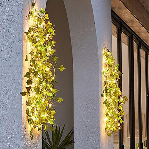 Yctze Guirlande Lumineuse de Lierre Artificiel à 00 LED, 10 Mètres, Vigne Décorative pour Intérieur et Extérieur, Guirlande Lumineuse pour la Décoration de la Maison et les événements