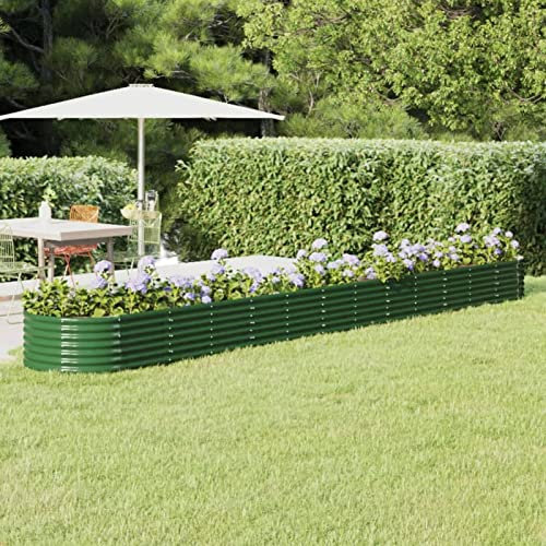 Somanki Hochbeet Pulverbeschichteter Stahl 512x80x36 cm Grün, Palettenrahmen, Hochteich, Gemüsebeet, Kräuterregal Balkon, Blumenbeet, Kräuterspirale, Tomatenbeet, Pflanzhochbeet - 318938