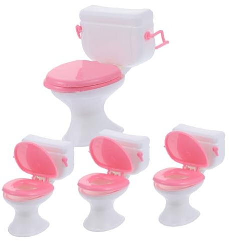 Vaguelly 4stücke Miniatur Toilette Spielzeug Realistische Badezimmer Dekoration Für Puppenhaus Mini Toiletten Zubehör Für Projekte Und Miniatur Szenen