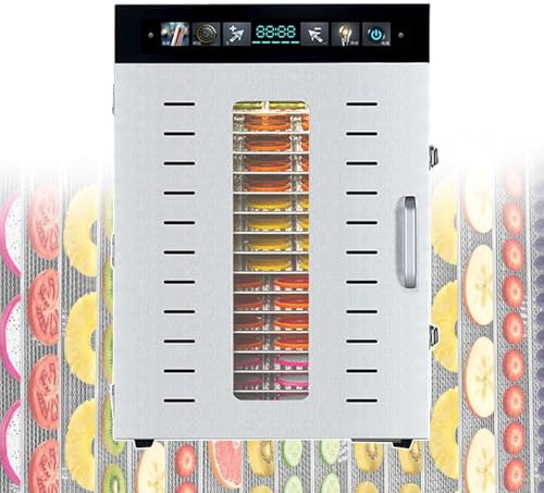 forplubossmmp Deshidratadores De Alimentos Eléctricos De 86 A 194 °F, Máquina Deshidratadora De Alimentos con Luz Cálida Y 2 Ventiladores, Máquina Secadora Comercial De Frutas Y Carnes,16-Layer