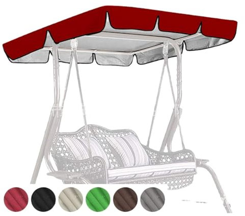 TYBEITAO Tela Oxford Recubierta De Plata 600D Toldo Balancin De Jardin Resistente ai Viento Y ai Desgarro Reemplazo del Dosel Oscilante Al Aire Libre,Red-195 * 125 * 15cm
