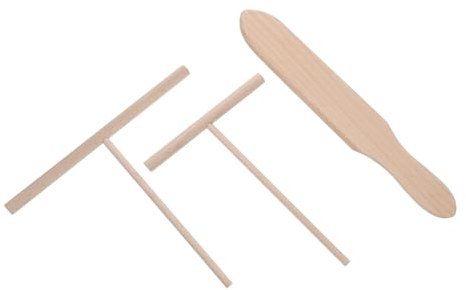 COLLBATH 3 Pezzi Spatole Per Crepes e Pancake in Legno Impugnatura Ergonomica Utensili Antiaderenti Per Cucina Domestica Set Completo Per Preparare Dolci
