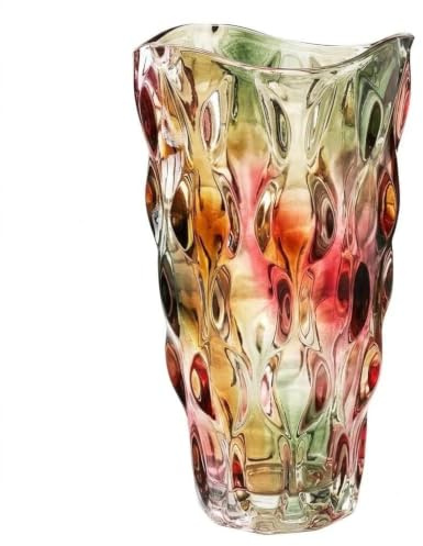 CEMABT 24 cm 1,5 kg glasvaser för blommor okrossbar förtjockad modern vas för bord bordsuppsatser, färgglad, vintage och klar ros stora blomvaser för bukett unika gåvor (rosa färgglad)