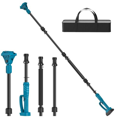 Akku Hochentaster, 3 in 1 Mini-Kettensäge und Akku-Astschere Teleskop,Minikettensäge,ohne Akku und Ladegerät,Elektrisch Astsäge mit Teleskopstiel und Automatisches Ölsystem (blau)