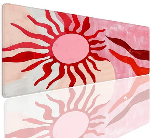 Gaming Mauspad XL 800x300x4mm Mousepad Gaming Schreibtischunterlage Wasserfest Anti-Rutsch, Cream Mauspad Groß Vernähte Kanten Desk Mat Art Mouse Pad Rugs Verbessert Präzision und Geschwindigkei 4-321