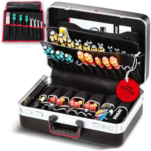 PARAT CLASSIC Plus | Werkzeugkoffer leer mit Alurahmen & X-ABS Schale | Für bis zu 50 Werkzeuge | Inkl. BASIC Roll-Up Case 8 | Stabile Werkzeugkiste für Handwerker | Mit Bodenschale & Dokumentenfach