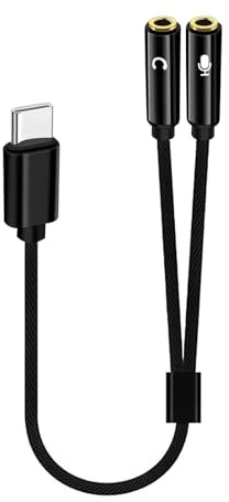 Xatgiouy Adattatore Splitter Doppio Jack USB C, Splitter AUX USB Type C, Audio a Doppio Jack 3,5 mm, DAC Integrato Alta Fedeltà, Cavo Trecciato Nylon e Guscio in Alluminio, Compatibile Galaxy S24/S23