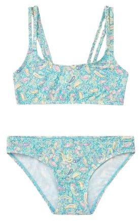 40º Grados - Bikini Niña con Doble Tirante Fino | Estampado Aguamarina | Talla 10 años