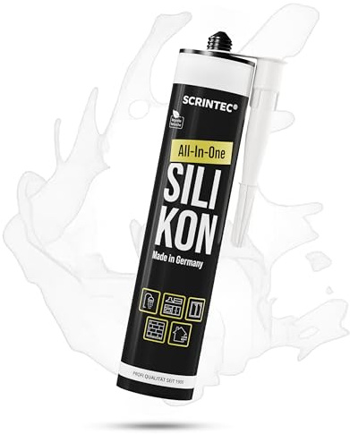 SCRINTEC® All-In-One Silikon Transparent [310 ml] – Silikon Dichtstoff für Bad, Küche & Fenster – UV-beständig,lebensmittelecht & natursteinverträglich–in recycelter Kartusche–Produziert am 08/10/2025