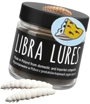 Libra Lures Larva 35 mm – Forellenköder mit Käse-Aroma | Ultraweicher Softbait, schwimmfähig | 12 Stück | für UL, Tremarella & Sbirolino | Bienenmade-Imitation | Farbe: 001 (White)