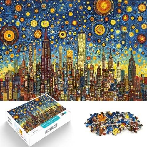 Quizspiel Sternennacht NYC Puzzle 1000 Teile für Erwachsene 38x52cm Jedes Stück ist einzigartig – Anspruchsvolles Familienspiel für ab 14 Jahren