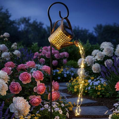 ZENO Solar Watering Can Light | Garden Solar Ornaments | Waterproof LED String Lights for Garden, Patio, Yard, Pathway | Dual Mode Lights | Rustproof Lantern Plant Decoration